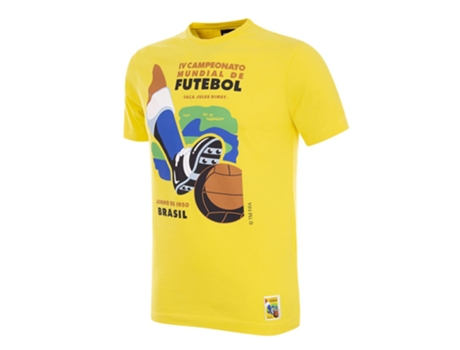T-shirt para Homem COPA FOOTBALL (S - Algodão - Amarelo)