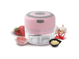 Mini picador de alho elétrico Rebe 100ml, triturador de carne, legumes, frutas, cebola e alho (rosa)