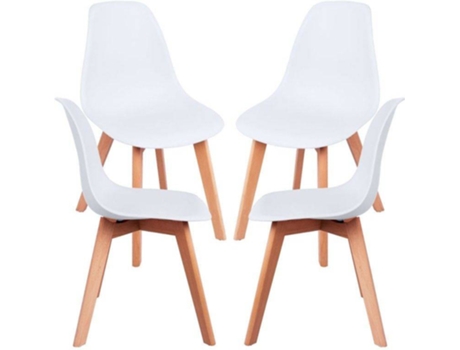 Pack 4 Cadeiras  Kelen (Branco - 47 x 82 x 53 cm - Polipropileno - Madeira)