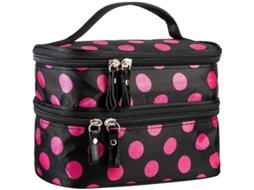 Bolsa de Maquiagem de Dupla Camada, Padrão de Pontos, Resistente, com Alça | S/MARCA