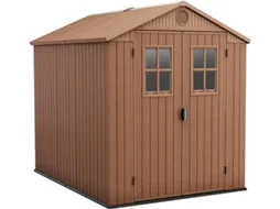 KETER Casa de Jardim Darwin 6x8 ao ar livre abrigo de armazenamento exterior organização aço metal resina efeito madeira 190x244x221 WxDxH cm