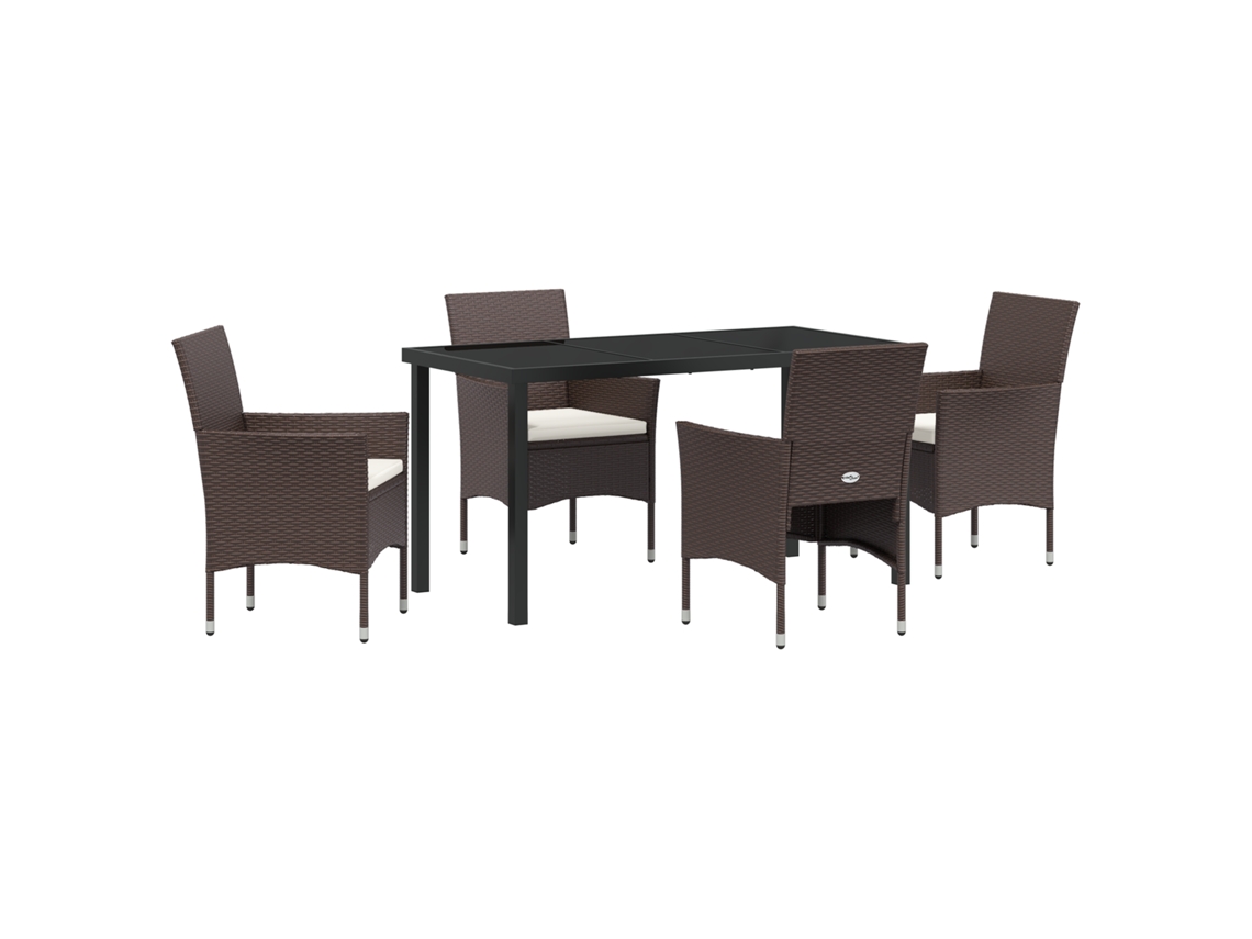 Conjunto 5 De Jantar Jardim Vidaxl Marrom Rattan Poliéster