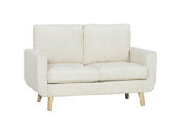 Sofá de 2 lugares Veludo Cotelê S/MARCA, com almofadas com molas, assento acolchoado, creme, 134 cm