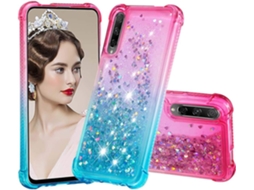 Capa Líquida Brilhante Strass para Honor, Huawei Honor 9X HONGWE. Textura Macia Anti-Choque Bege