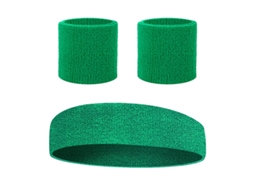 Conjunto De Três Peças Yuysan: Faixa De Cabeça E Munhequeiras Absorventes De Suor, Cor Verde, Ideal Para Ioga, Ginásio E Corrida