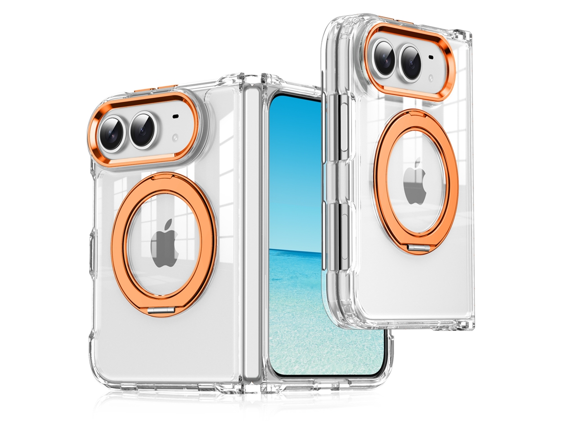 Capa Transparente Magnetica Suporte Iphone Duo Anel Laranja