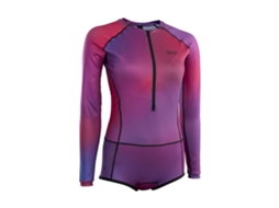 Rashguard Manga Longa Meio Zíper Bottoms Roxo Rosa Xsion