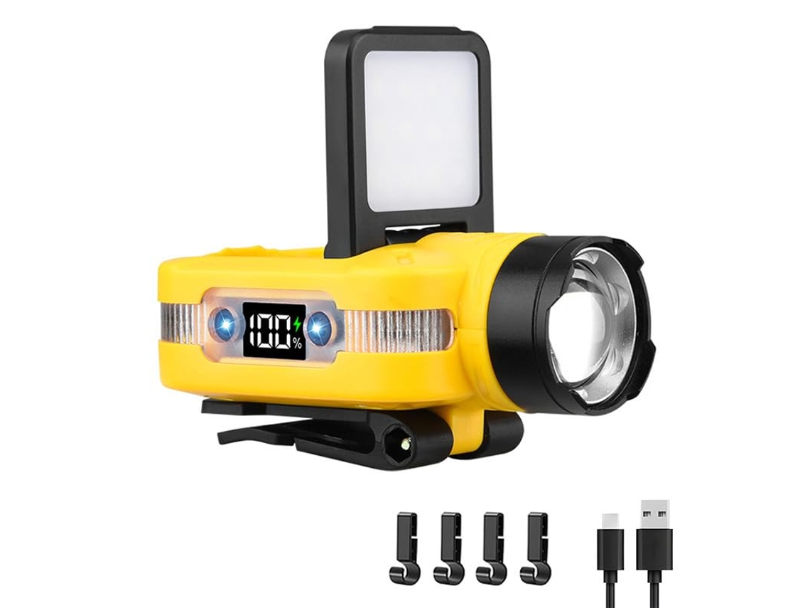 Farol Recarregável, 1000 Lumens, Sensor de Movimento, Led, Clipe, Mãos Livres, para Externo HALINUIA (amarelo)