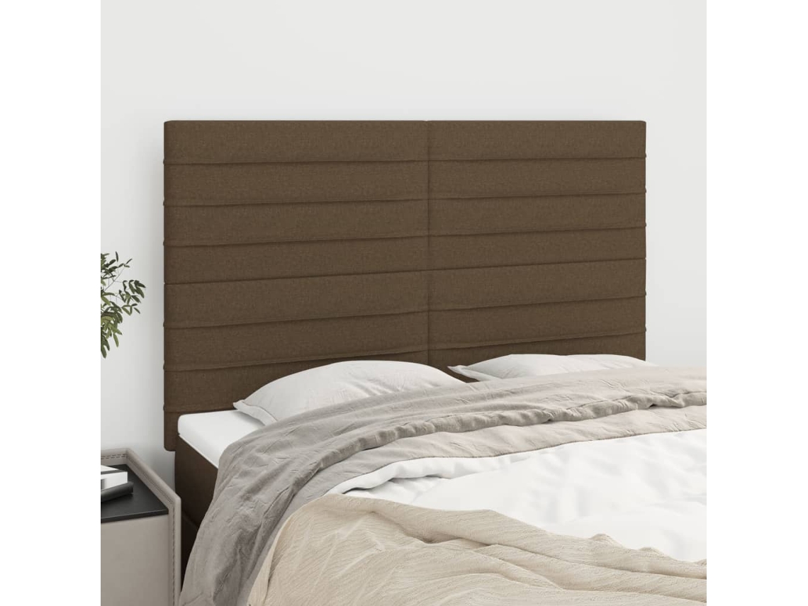 Vidaxl Cabeceira Castanho Escuro 144x5x118/128 Cm Tecido