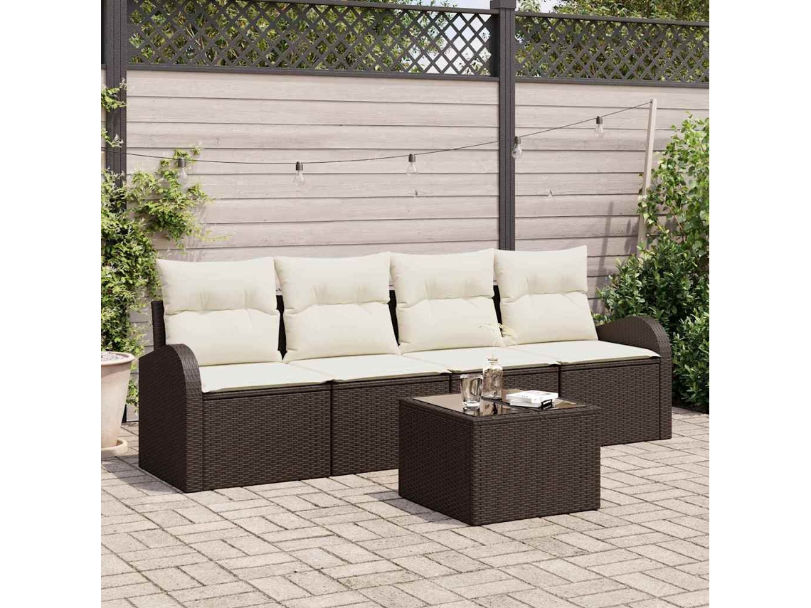 Vidaxl Conjunto De Sofá De Jardim Castanho 55 X 55 X 37 Cm Vime Pe