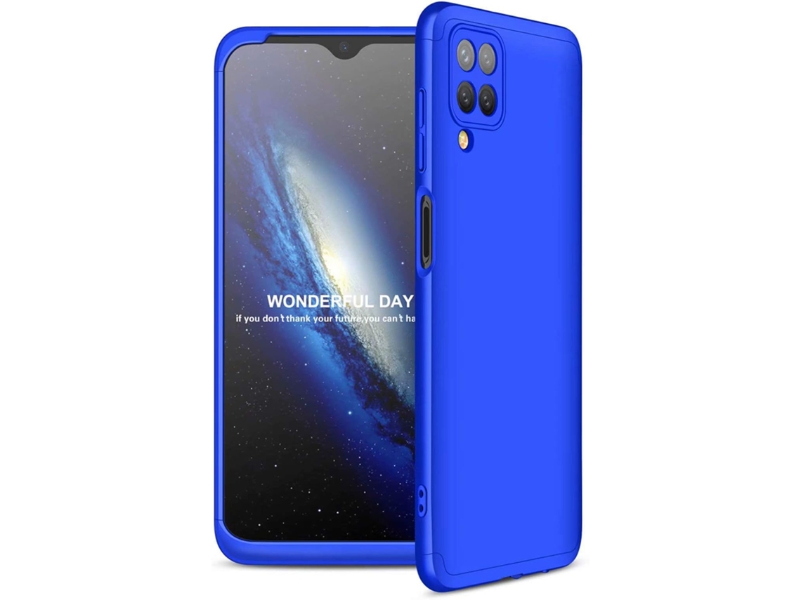 Capa Proteção Graus Fosco para Samsung Galaxy A12 HONGWE. Acrílico Anti-Choque Rígida Azul