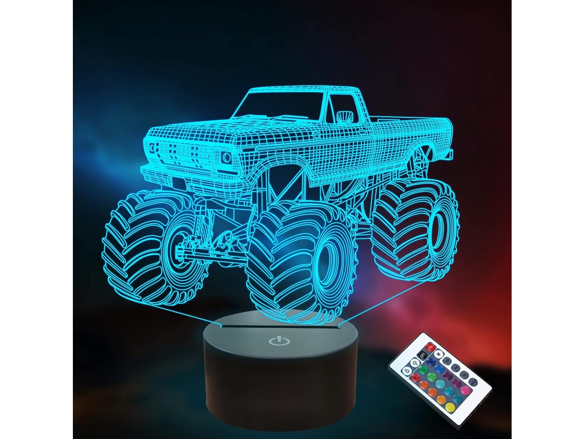 Presentes Monster Truck, Luminria Noturna 3d Em Formato De Carro Com Controle Remoto E Inteligente Aquaforge