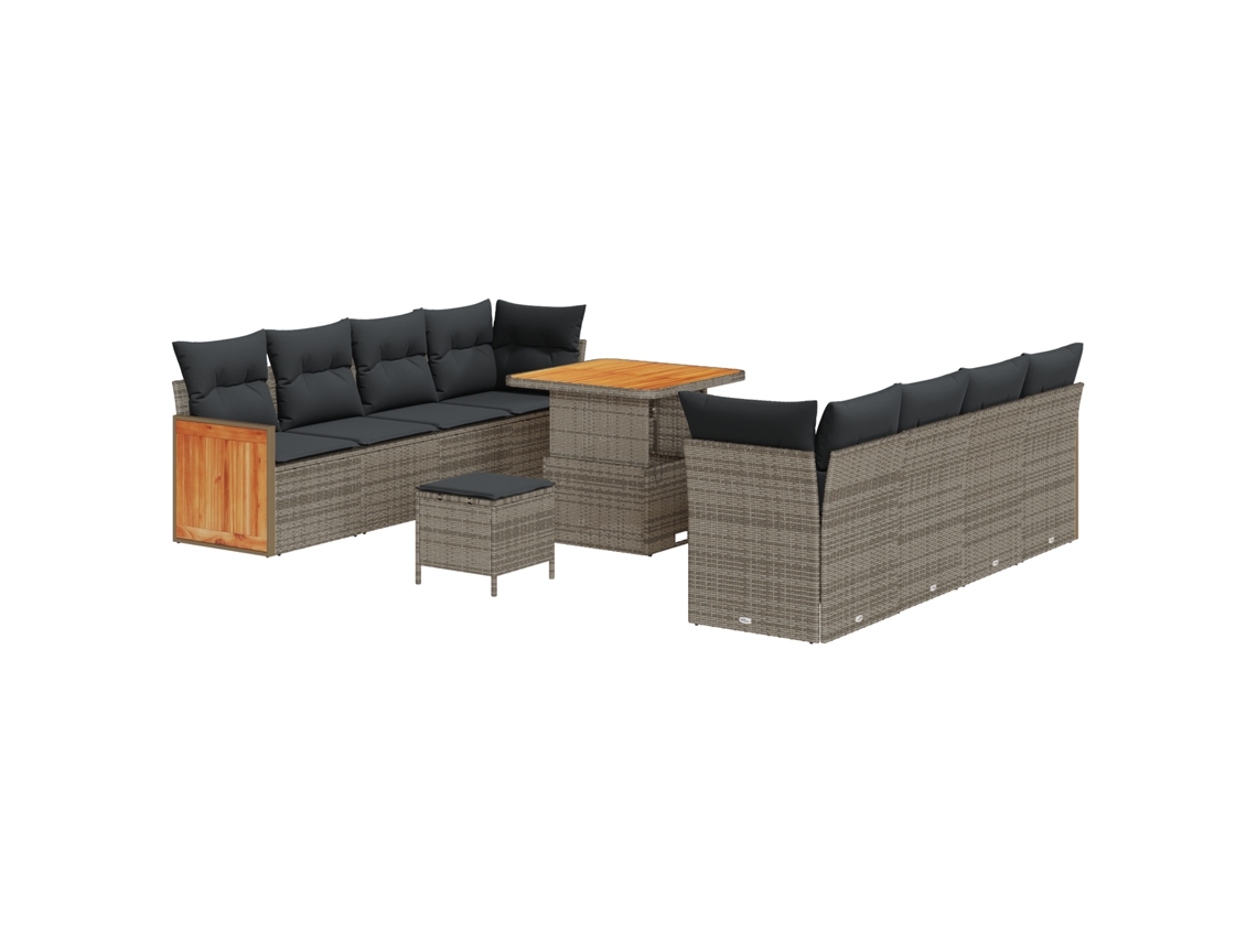 Conjunto 11 Sofá De Jardim Vidaxl Cinzento Vime Pe (231 X 62 X 85 Cm)
