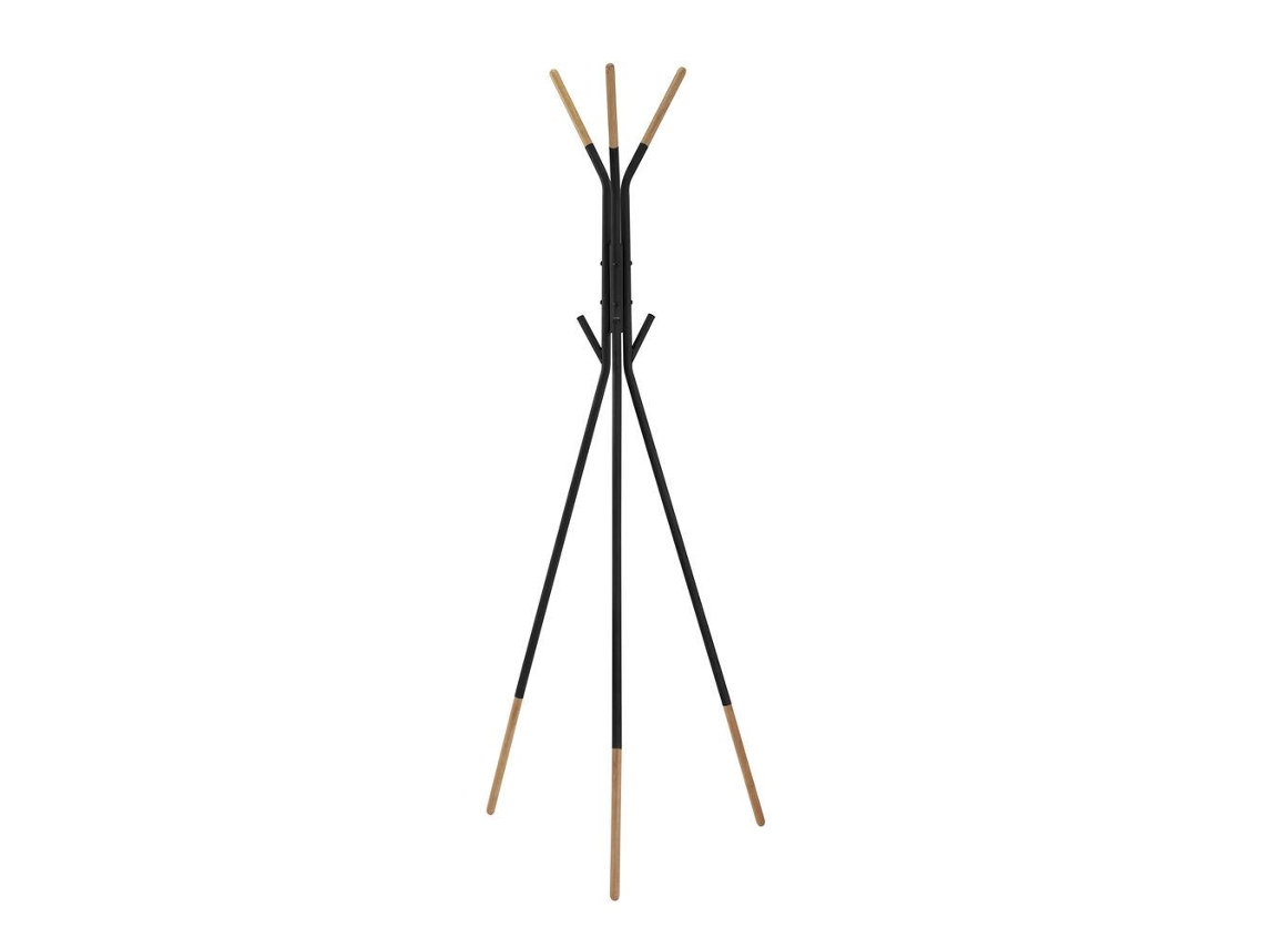 Staande Kapstok Dkd Home Decor Preto Aço Madeira Da Borracha 65 X 65 X 179 Cm