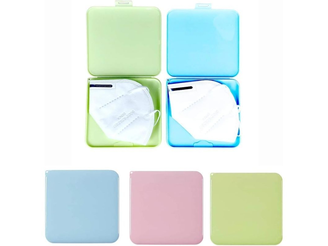 Paquete De 3 Caixas De Armazenamento De Plástico Reutilizáveis Portáteis Antipoeira Para Máscaras