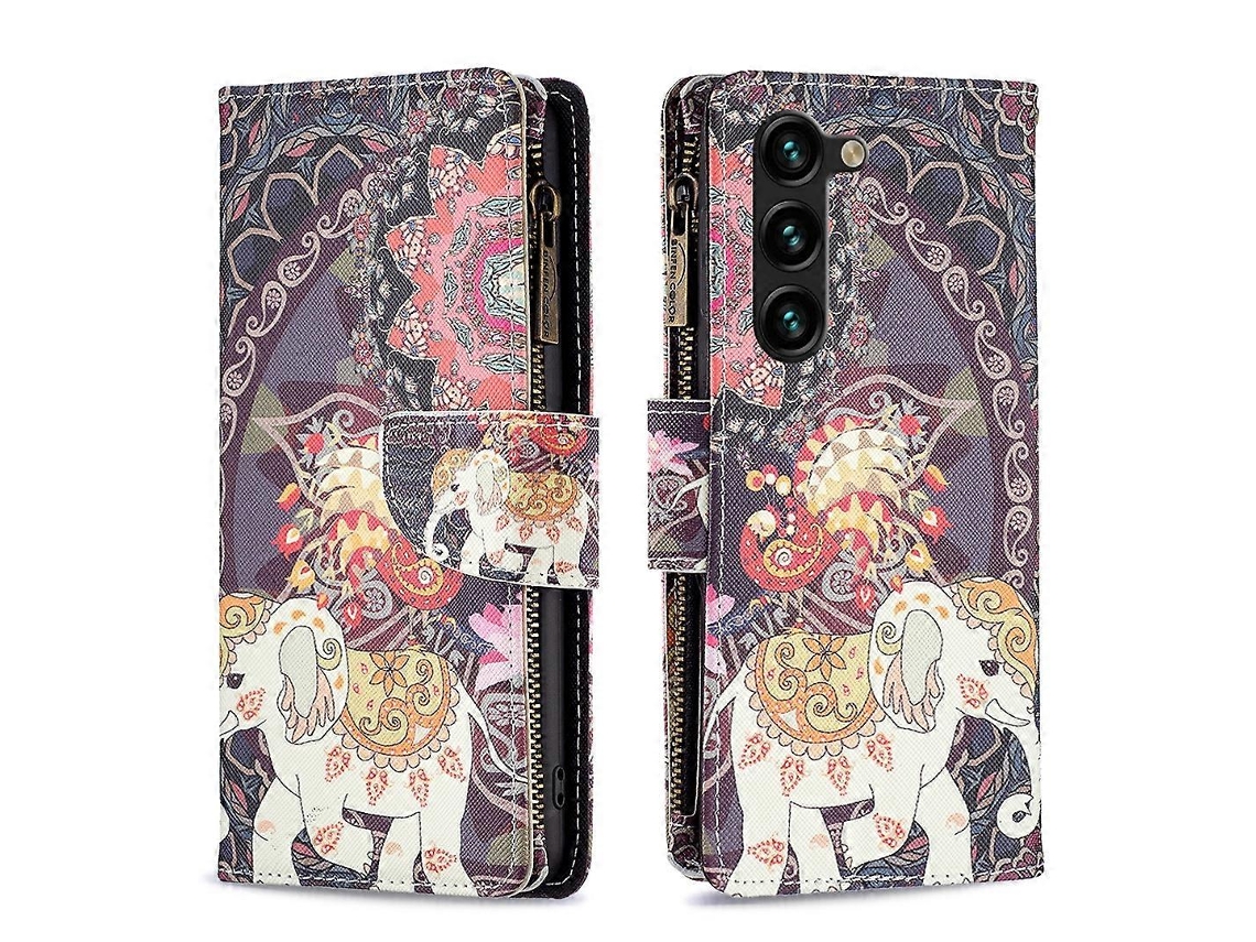 Capa De Couro Com Zíper E Estampa De Desenho Colorido Para Samsung Galaxy S23+ 5g