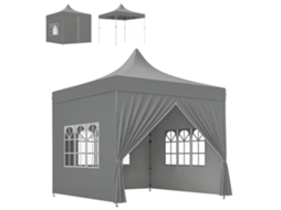 Toldo de Jardim 3x3m, com 4 Paredes Laterais Removíveis, Janelas, Saco, Cinza BTFORUS