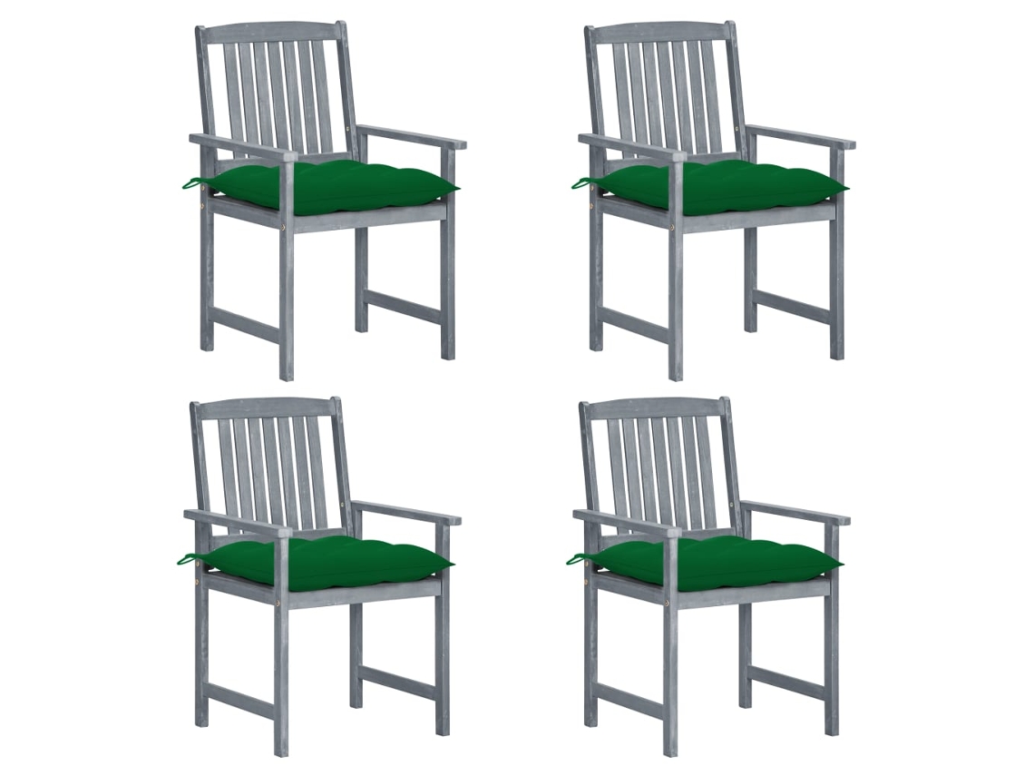 Cadeiras De Jardim Com Almofadões 4 Pcs Acácia Maciça Cinza Dkd Home Decor