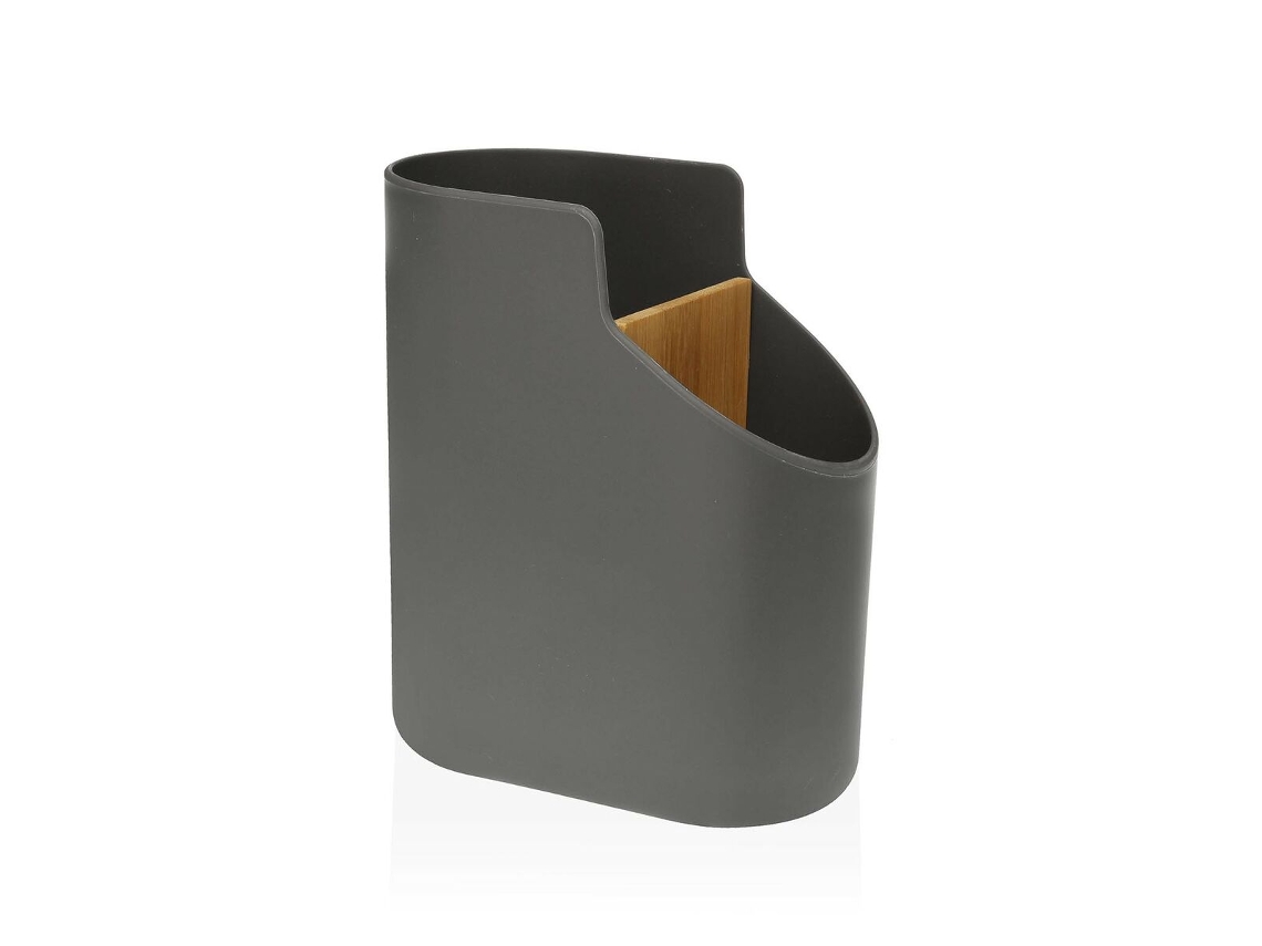 Recipiente para Utensílios de Cozinha Versa Cinzento 8,5 X 17,6 X 15 Cm Abs Bambu