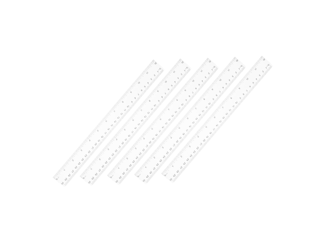 Conjunto De 5 Réguas Plástico Transparente Para Medir Desenhos Em
