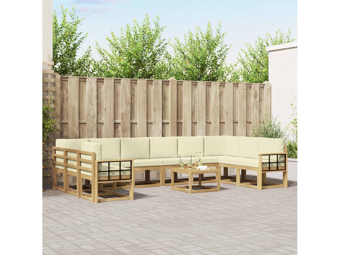Vidaxl Conjunto De Sofás Para Exterior 11 Pcs Branco E Creme