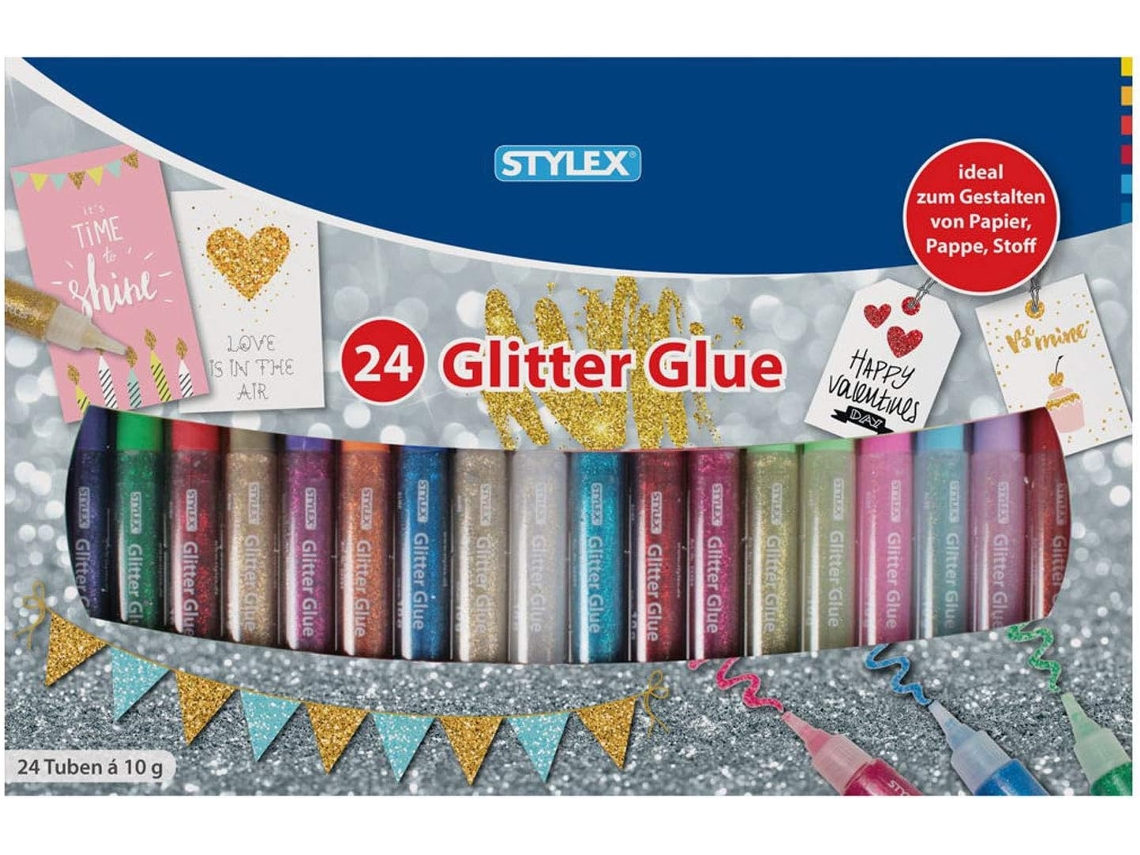 23384 Cola Com Glitter Em Um Conjunto Colorido Com 24 Tubos De 10 G Cada, Sem Solventes E Lavável, Gokoco