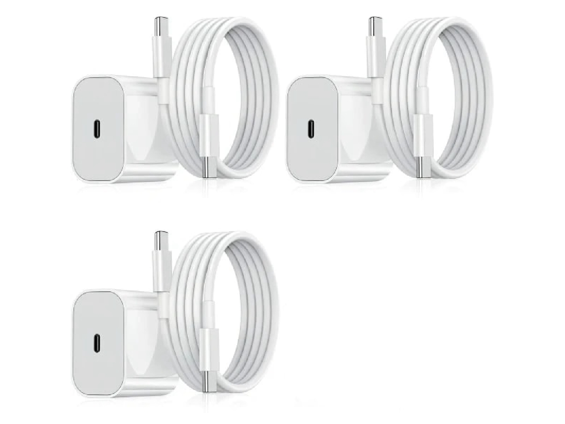 Kit Com 4 Carregadores Rápidos 20 W Usb, Com Cabo, Brancos, Compatível Com Samsung