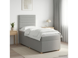 Vidaxl Cama Box Spring Com Colchão Cinzento-claro 100 X 200 Cm Tecido