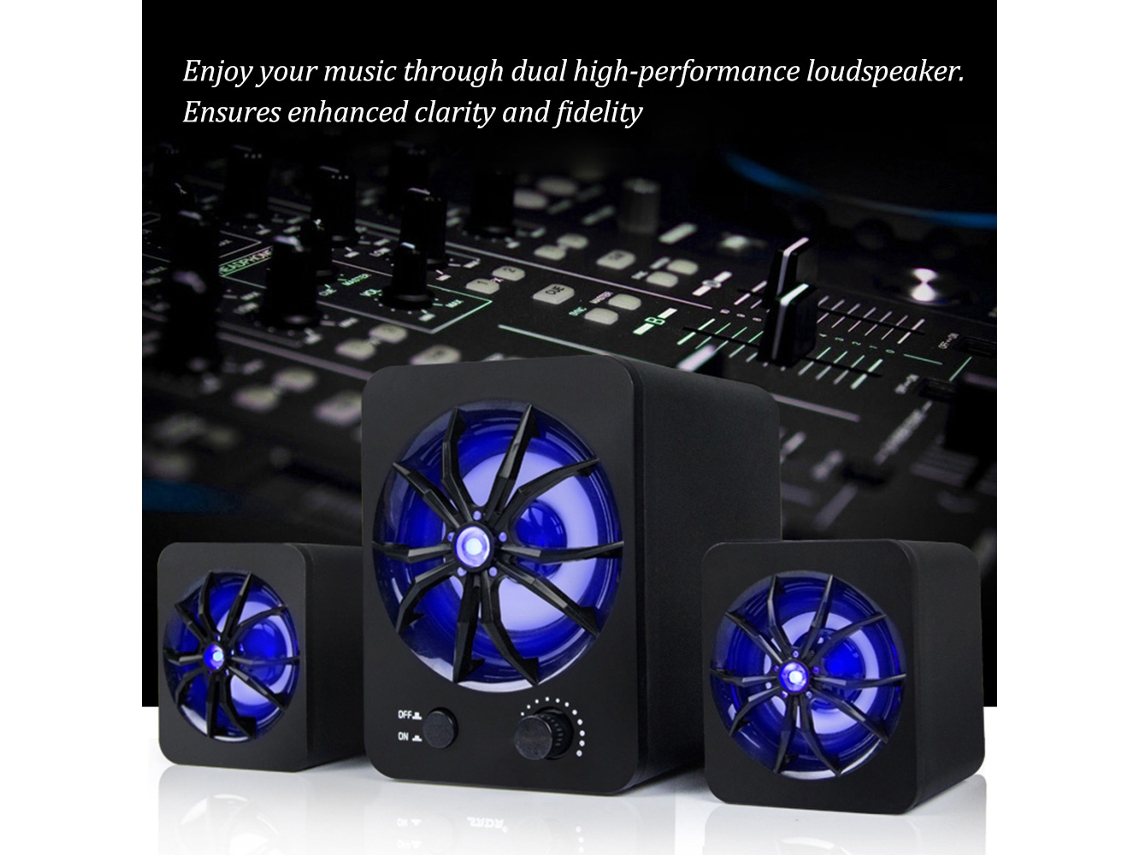 Caixa de Som Mali D 207 usb com led, subwoofer, stereo, bass potente para pc, laptop, celular, tablet