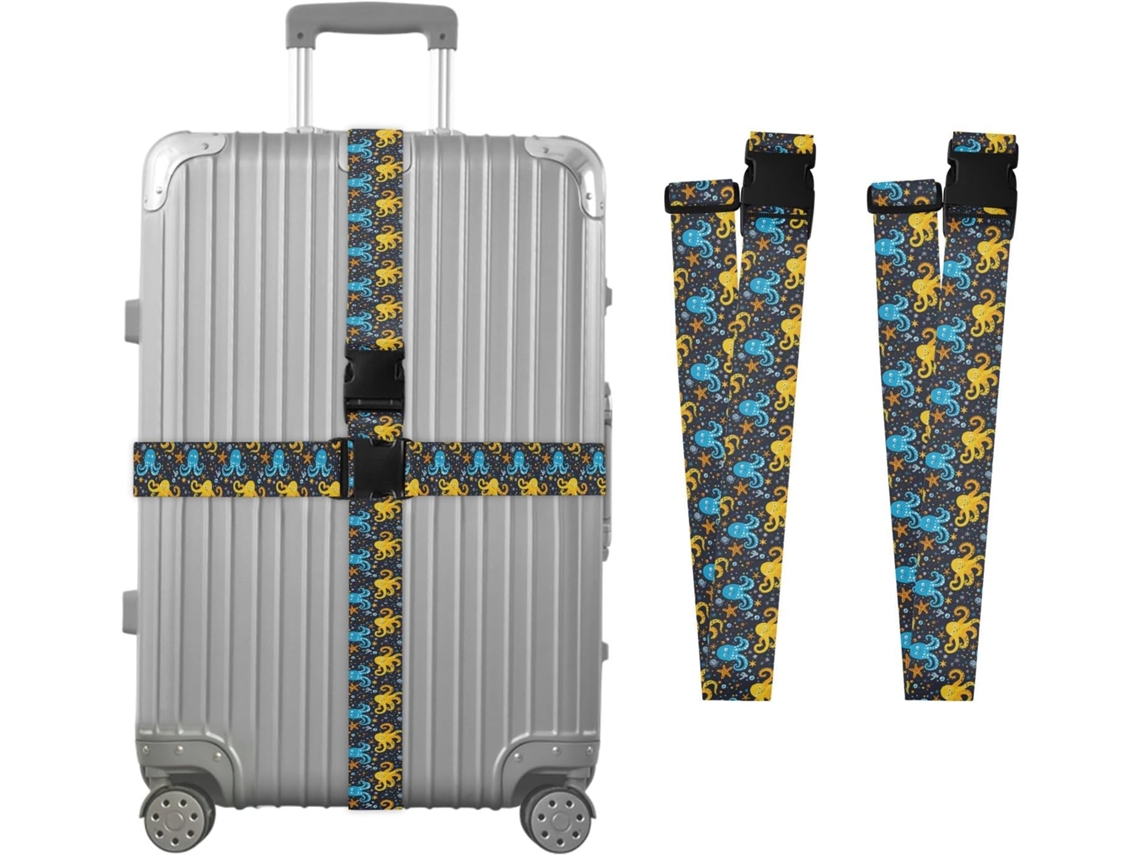 Conjunto De 2-cintas Bagagem Com Estampa Polvo E Estrela Do Mar, Acessórios Para Cinto, Conector De Bagagem, Cinto