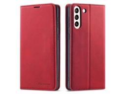 Capa Sensação Fe Para Samsung Galaxy S21 Pele Sintética Vermelho