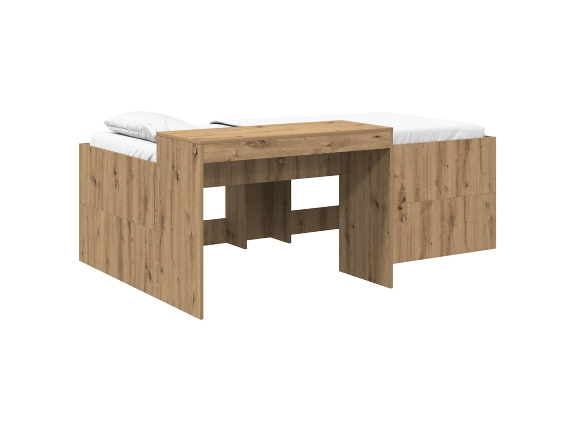Conjunto 1.0 Estrutura Da Cama Vidaxl Castanho Derivados De Madeira (75 X 190 Cm)