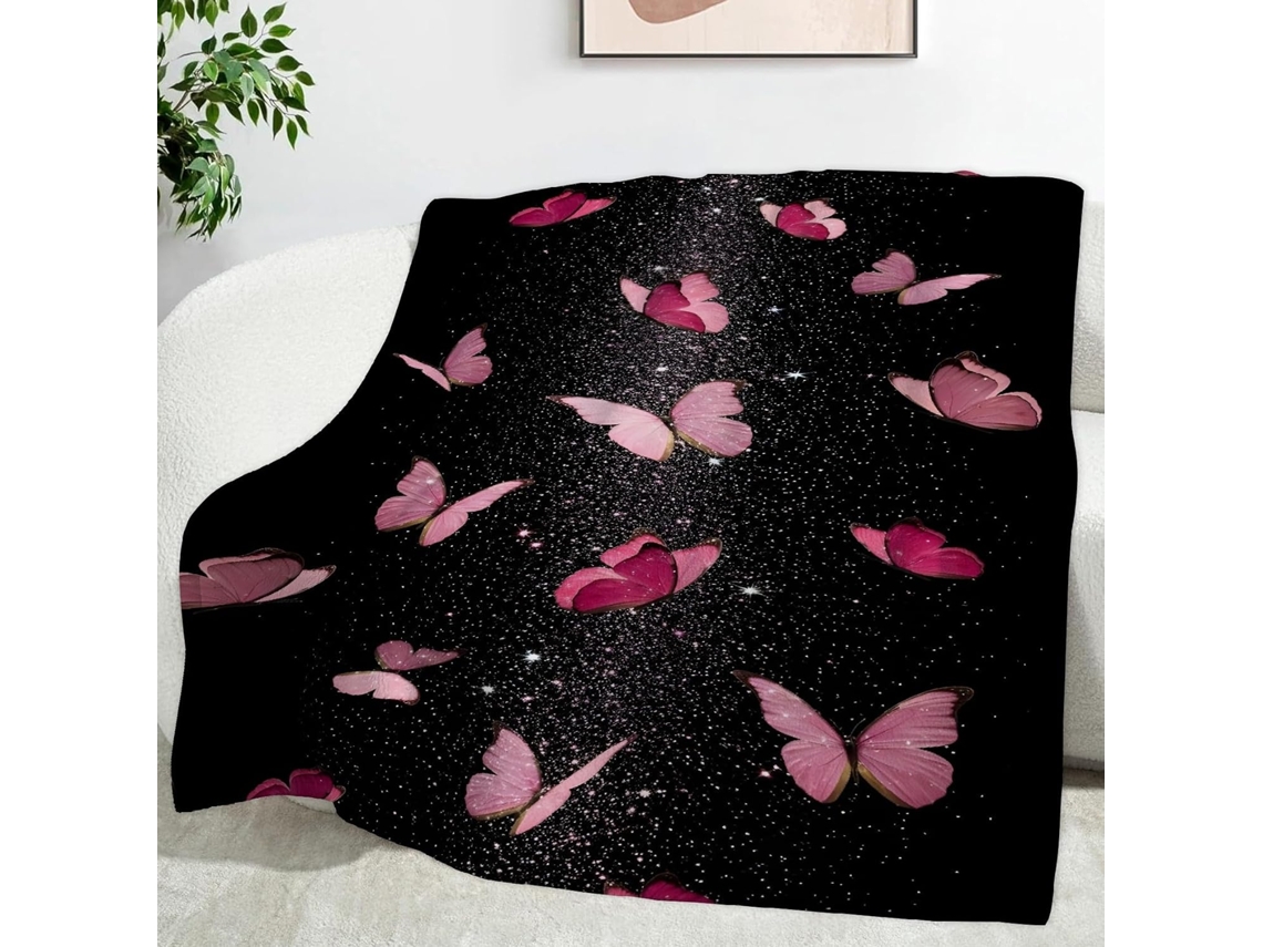 Manta com Luzes Borboleta 180x200 Cm Multifuncional Macia de Flanela Aconchegante para Cama Escritório Soneca
