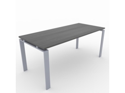 Secretária de Teletrabalho Escritório Casa Estrutura Aberta Cor Cinzenta Prateada Tábua de Madeira Carvalho Ébano160X80Cm Fabricado em Espanha OFICIT