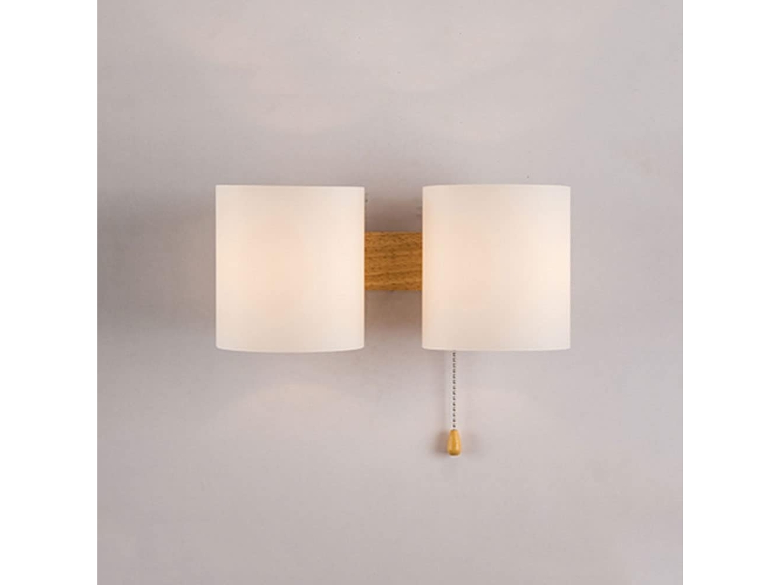 Aplique De Parede Em Madeira Maciça Estilo Japonês, Com Iluminação Led E Cúpula De Vidro, Ideal Para Sala De Estar E Quarto.