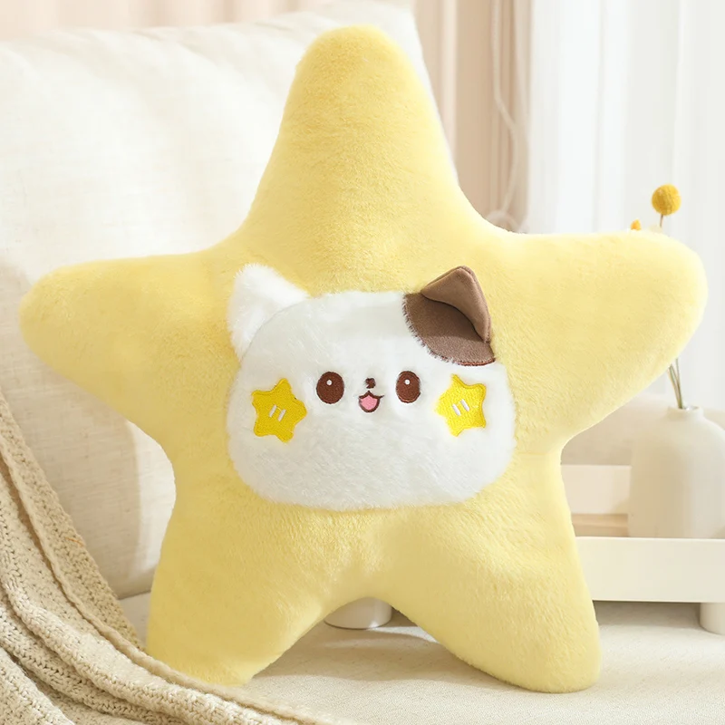 Almofada Decorativa para Sofá com Estampa de Animal Estrela de Cinco Pontas Desenho Animado Criativo MDUG (gato 43cm)