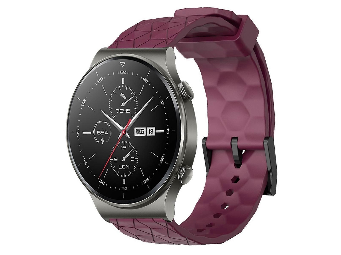 Pulseira De Silicone De Cor Sólida Com Estampa De Futebol Para Huawei Gt2 Pro 22mm