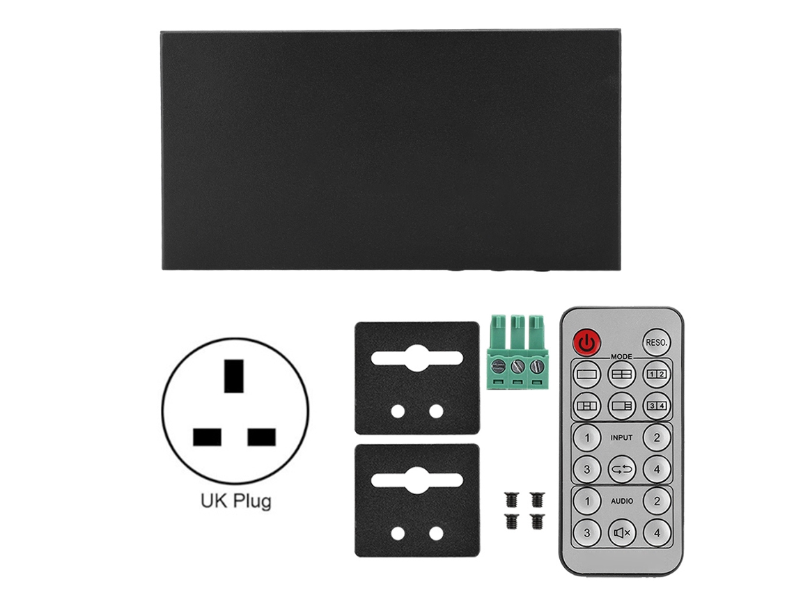Splitter (switch Hdmi Com Divisão Em 4 Telas Padrão Uk)