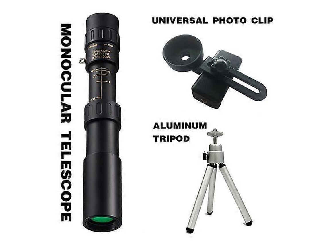 Binóculos metálicos com zoom de 10-300x HD, telescópio potente de longo alcance, monocular portátil profissional para caça.