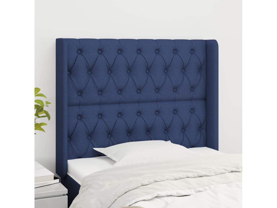 Cabecero con Alas de Tela 93x16x118/128 Cm Azul