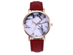Reloj De Cuarzo De Pareja Con Correa De Cuero Pu, Dial Redondo, Diseño Personalizado (rojo)