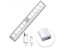 Rebe luz Led Recarregável com Sensor de Movimento para Armários Sem Fio Usb 10 Leds Iluminação Cozinha Gabinetes