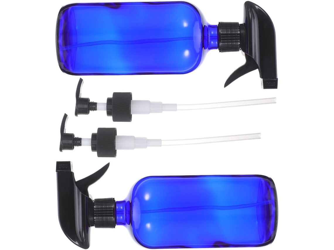 Nuobesty Frasco De Vidro Recarregável Com Spray, 2 X 500ml Azul, Com 2 Bombas De Pressão E 2