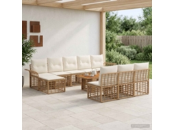 Vidaxl Conjunto De Sofá De Jardim 11 Unid. Natural E Branco Creme