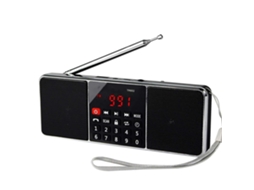 Rádio recarregável, alto-falante estéreo Bluetooth AM/FM, entrada auxiliar, compatível com cartão TF e pen drive USB. Lyx
