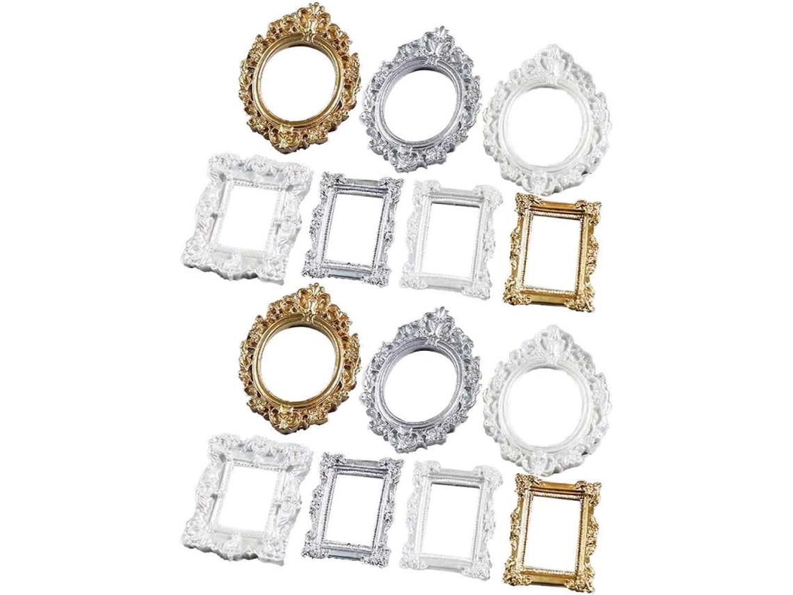 Conjunto 14 Molduras Decorativas Barrocas Resina Decoração Diy Tamanho Carteira Suportes Seguros Criativos GOKOCO