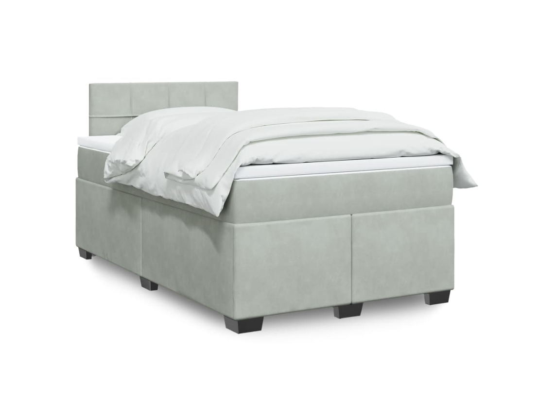 Vidaxl Cama Boxspring C/ Colchão 120x200 Cm Veludo Cinzento-claro