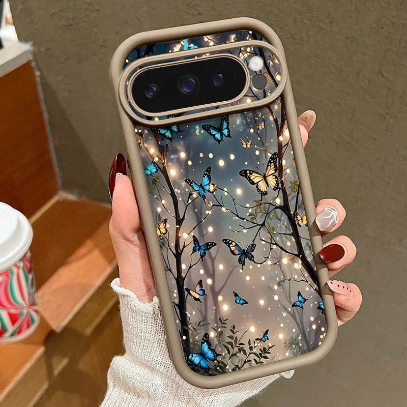 (café) Capa De Celular Google Pixel 10 Em Tpu Macio, À Prova De Choque, Com Estampa De Borboleta Em Silicone.