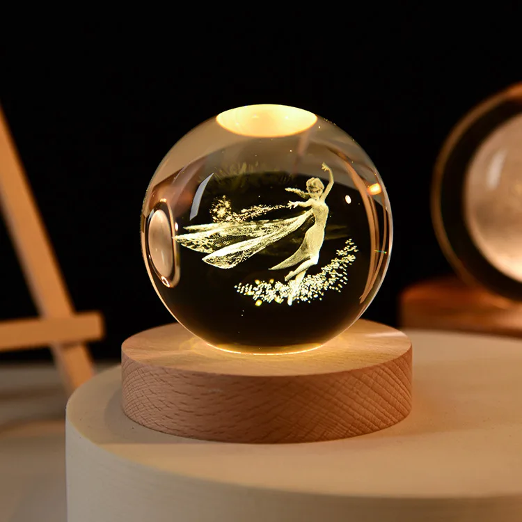 Bola de Cristal 3d de 60mm com Gravação a Laser Ornamento Colecionável MDUG (elsa 60mm)