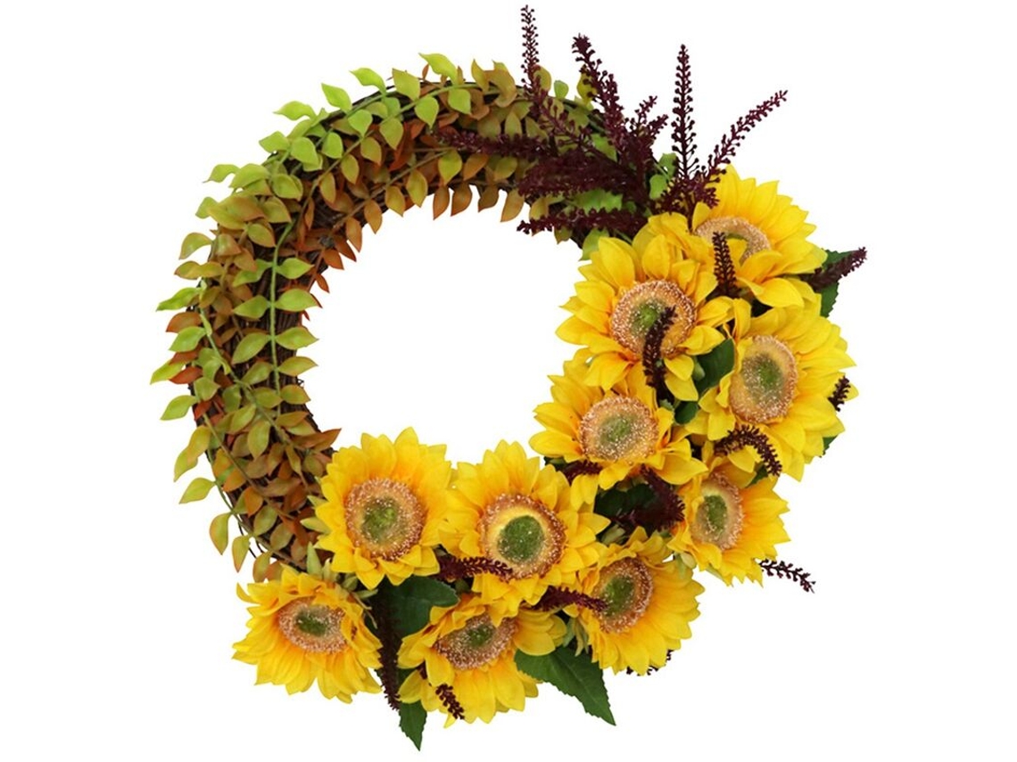 Guirlanda Artificial de Girassol, Guirlanda de Flores de Primavera para Porta, Parede AQUAFORGE